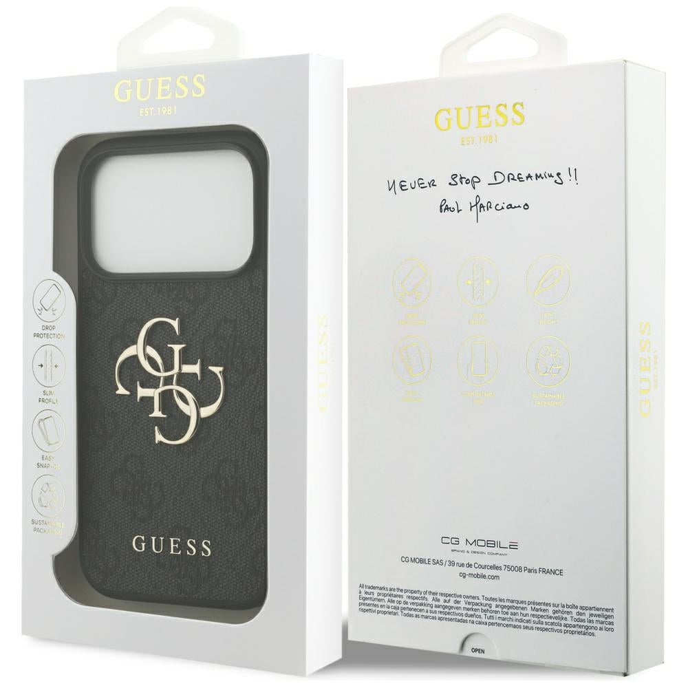 Suojakotelo Apple iPhone 17 Prolle, Guess, 4G Big Logo, Musta