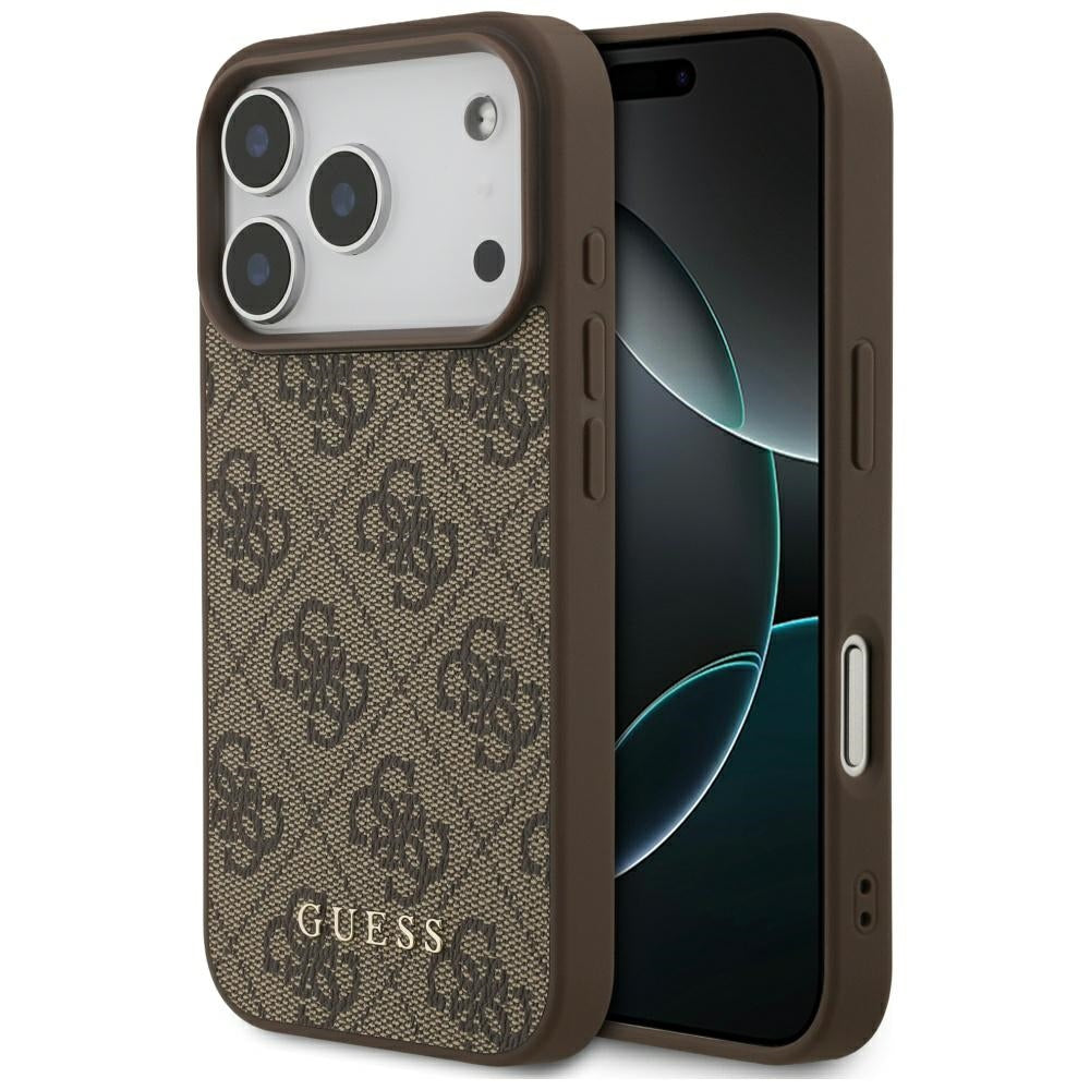 Suojakotelo Apple iPhone 17 Prolle, Guess, 4G Classic, Ruskea