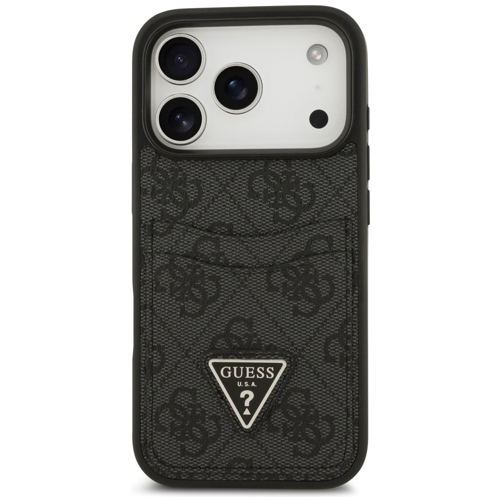 Suojakotelo Apple iPhone 17 Prolle, Guess, 4G Double Card Triangle, Musta