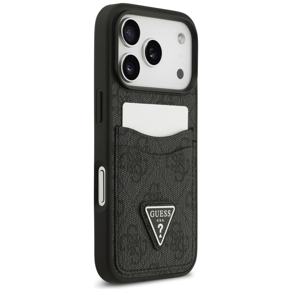 Suojakotelo Apple iPhone 17 Prolle, Guess, 4G Double Card Triangle, Musta