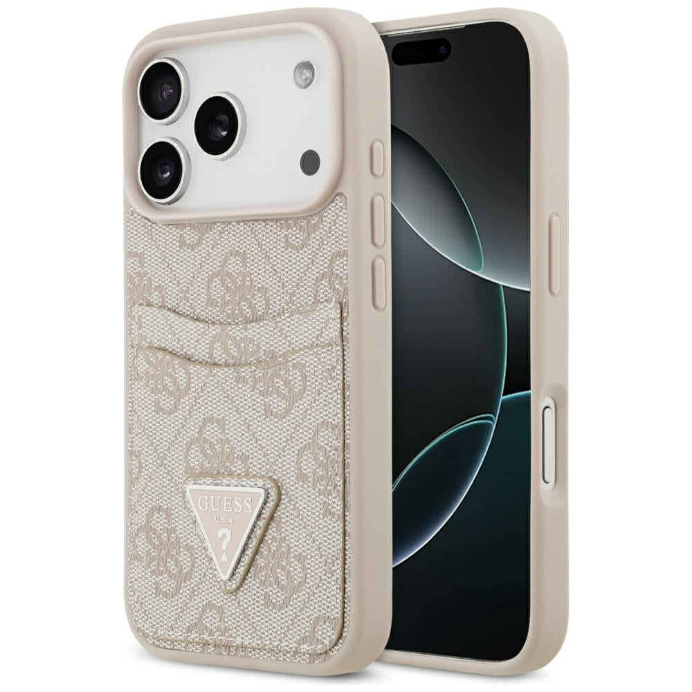 Suojakotelo Apple iPhone 17 Prolle, Guess, 4G Double Card Triangle, Pinkki
