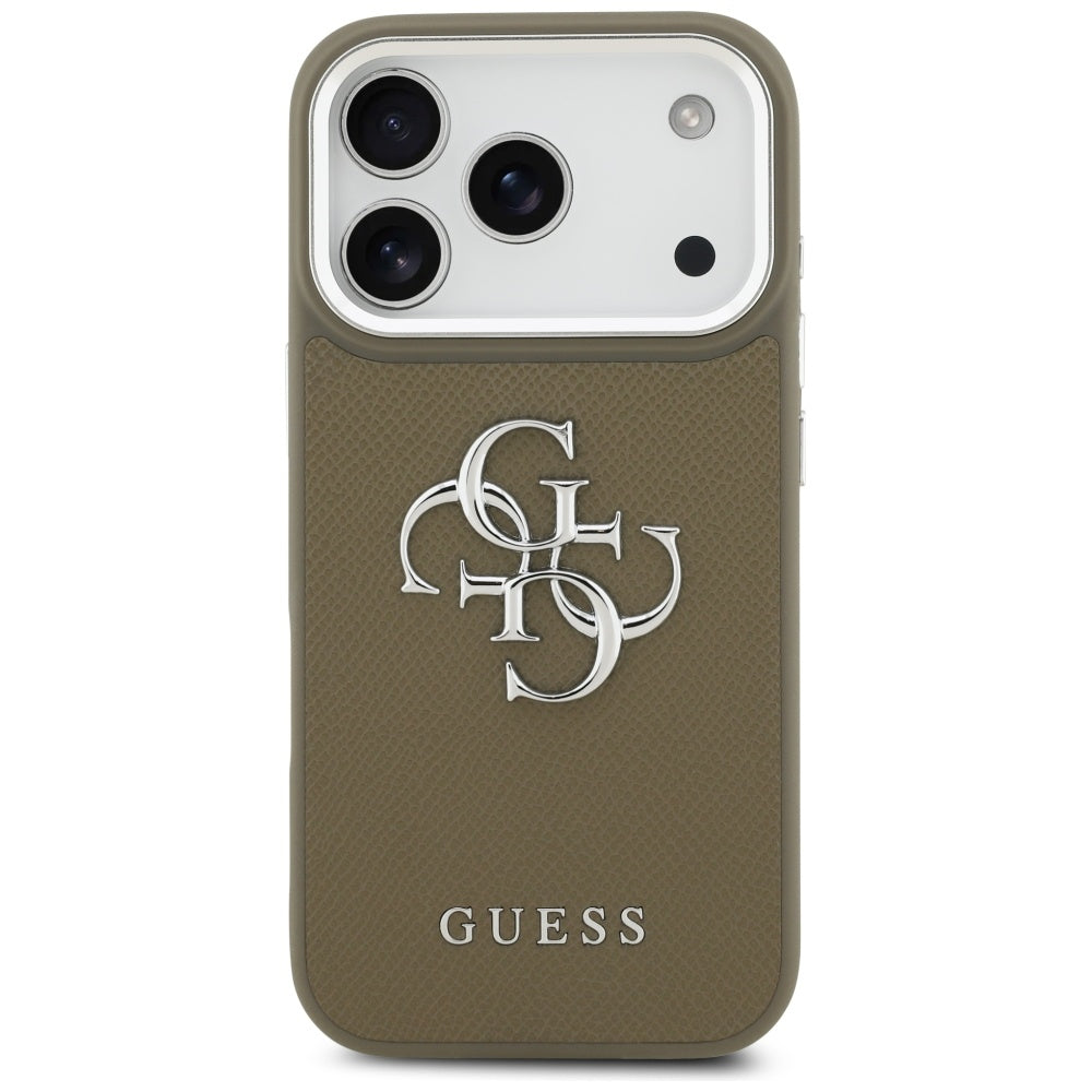 Kotelo Apple iPhone 17 Prolle, Guess, 4G Grained Big And Classic Logo, Ruskea Hopea