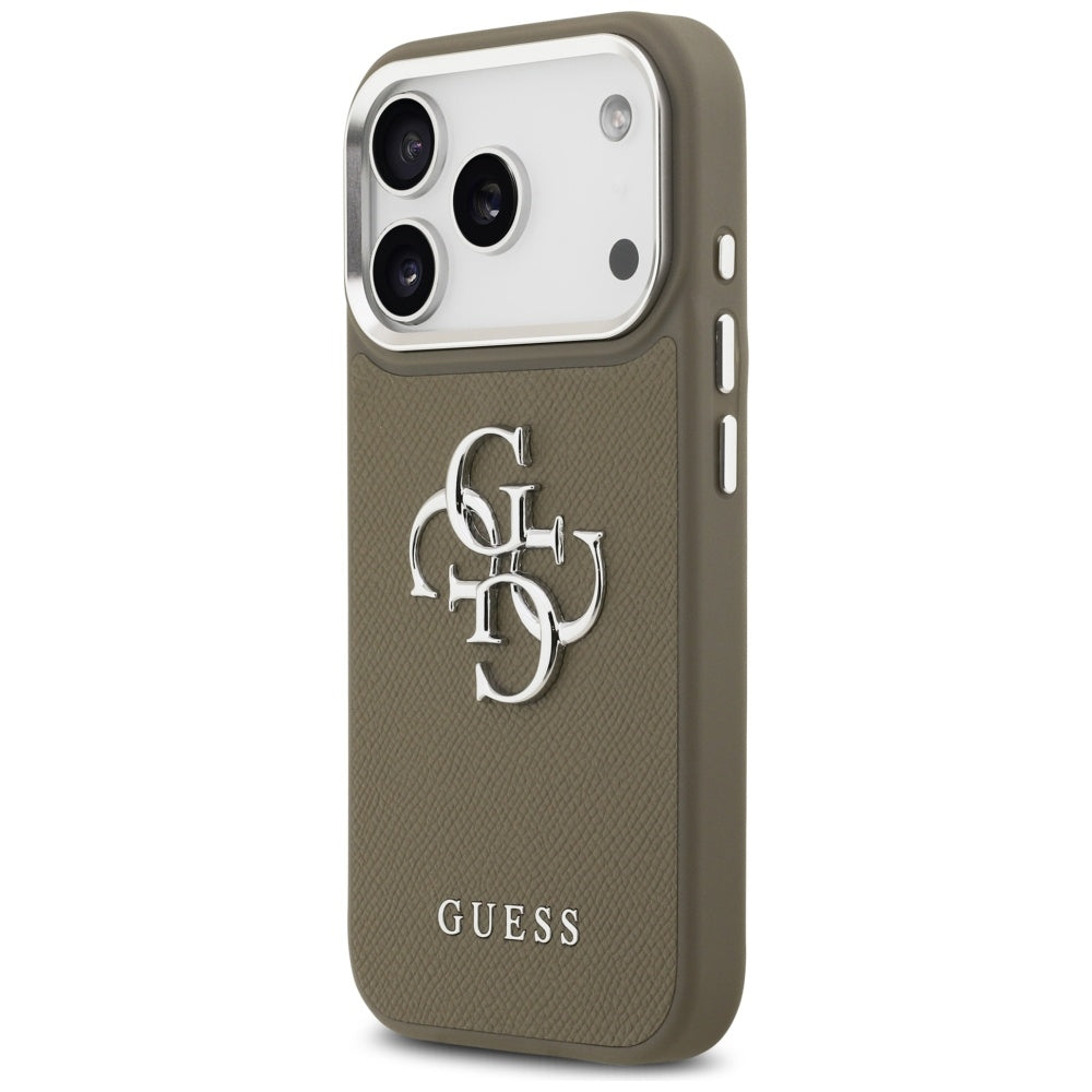 Kotelo Apple iPhone 17 Prolle, Guess, 4G Grained Big And Classic Logo, Ruskea Hopea