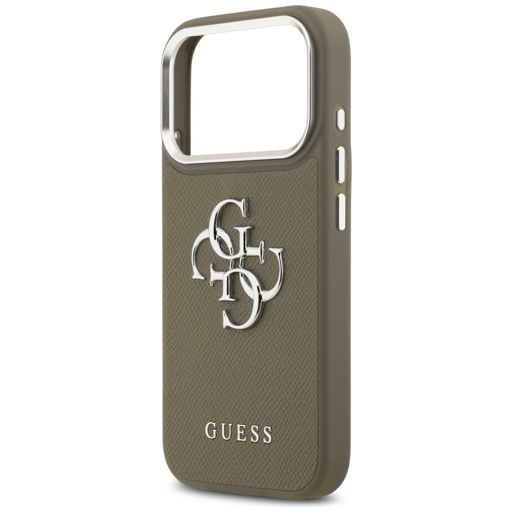 Kotelo Apple iPhone 17 Prolle, Guess, 4G Grained Big And Classic Logo, Ruskea Hopea