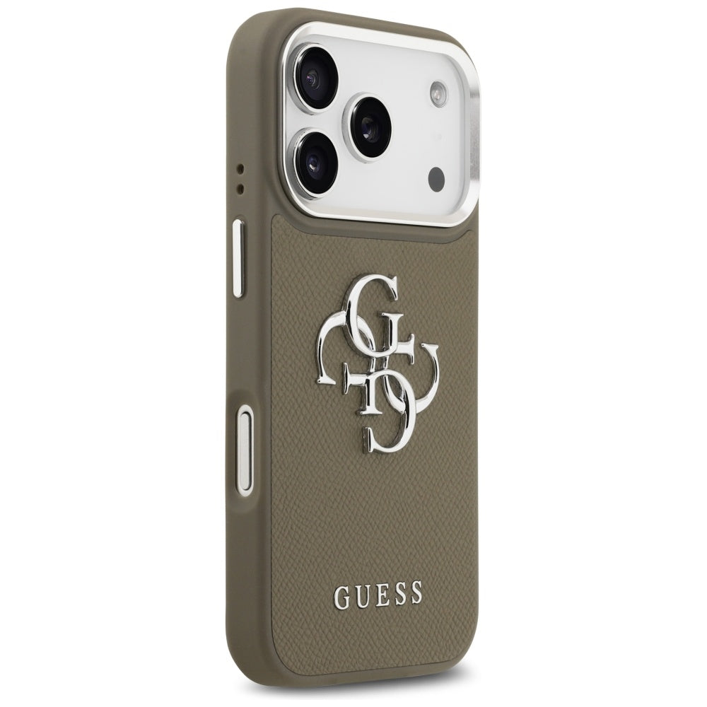 Kotelo Apple iPhone 17 Prolle, Guess, 4G Grained Big And Classic Logo, Ruskea Hopea