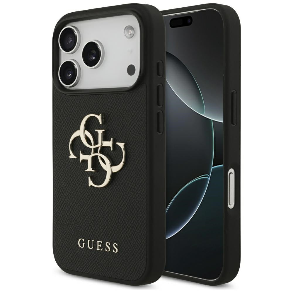 Suojakotelo Apple iPhone 17 Prolle, Guess, 4G Grained Big and Classic Logo, Musta