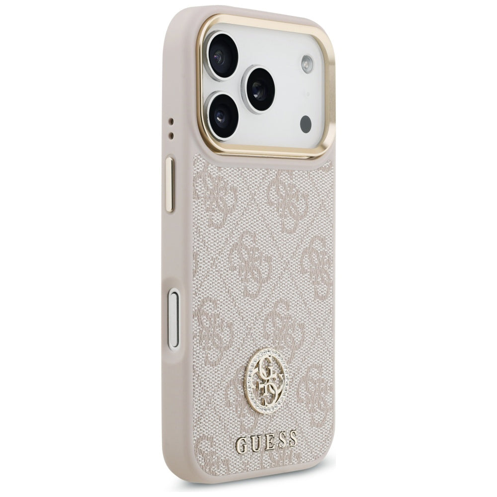 Suojakotelo Apple iPhone 17 Prolle, Guess, 4G Strass Logo ja Iso Hihna, Pinkki