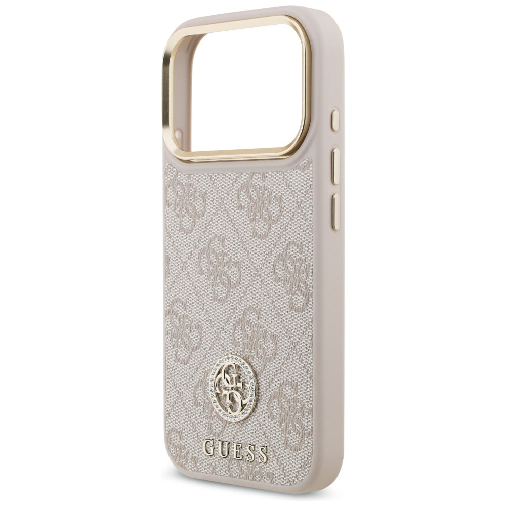 Suojakotelo Apple iPhone 17 Prolle, Guess, 4G Strass Logo ja Iso Hihna, Pinkki