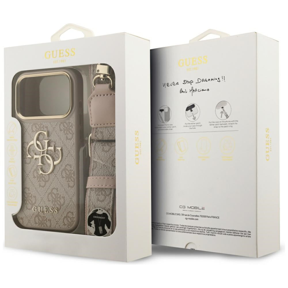 Suojakotelo Apple iPhone 17 Prolle, Guess, Big 4G Classic Logo with Big Strap, Pinkki