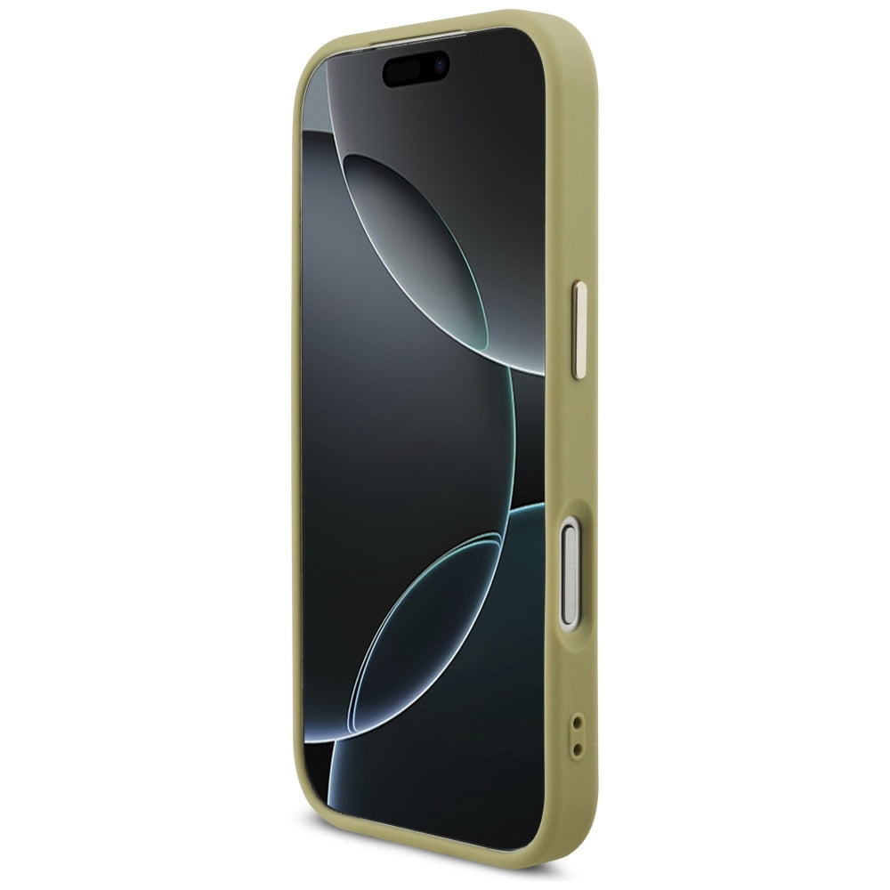 Suojakotelo Apple iPhone 17 Prolle, Guess, Fixed Glitter Big 4G Metal Frame, Kultainen