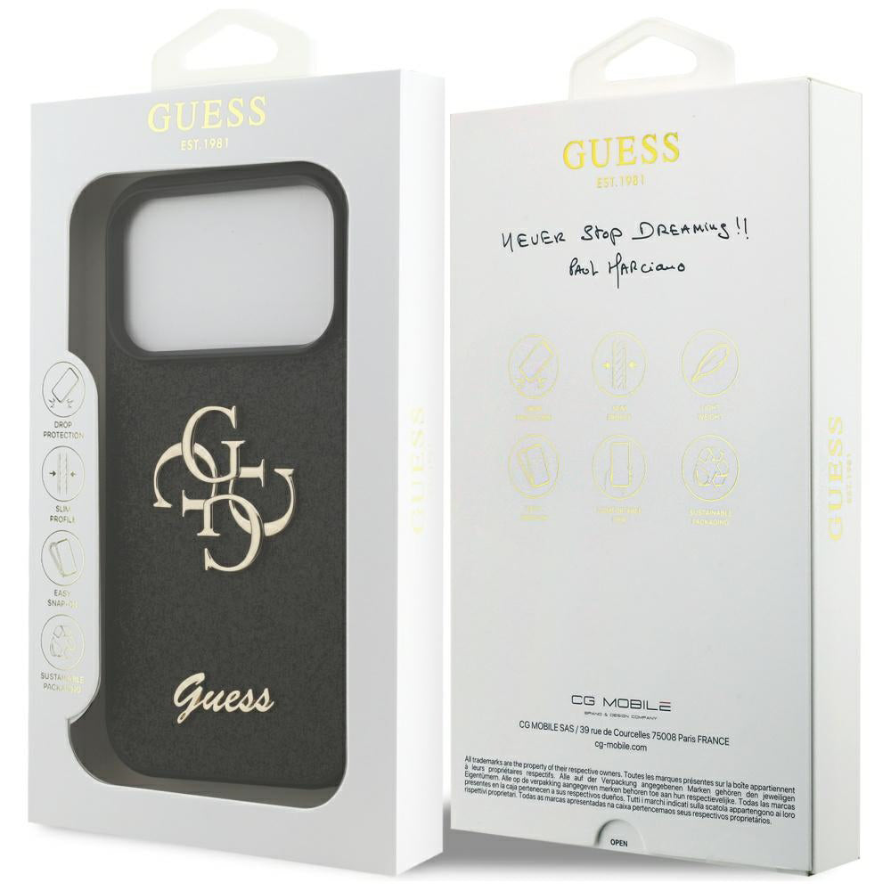 Suojakotelo Apple iPhone 17 Prolle, Guess, Fixed Glitter Big 4G, Musta