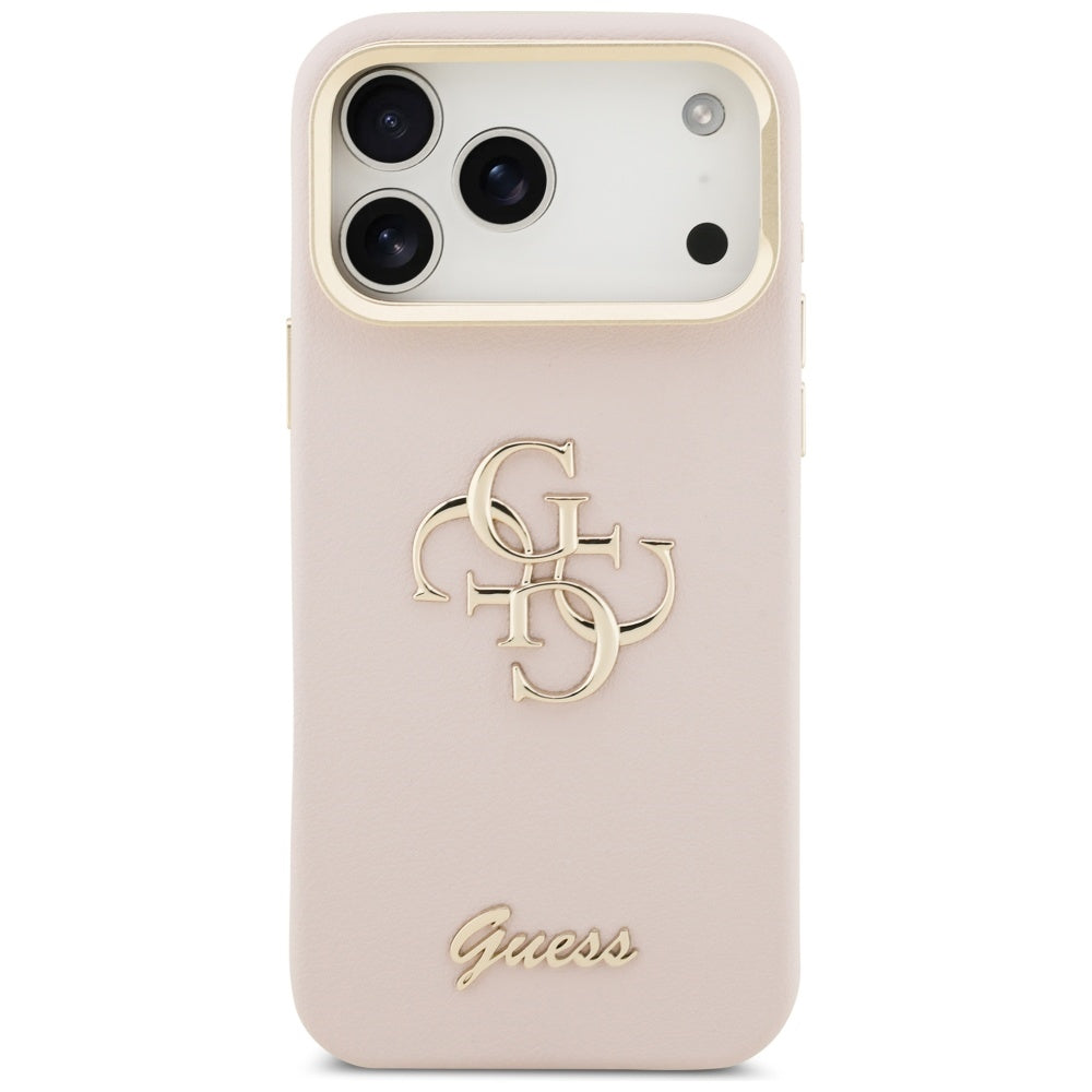 Suojakotelo Apple iPhone 17 Prolle, Guess, Grained Big 4G Stand Camera, Pinkki