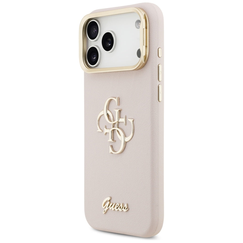 Suojakotelo Apple iPhone 17 Prolle, Guess, Grained Big 4G Stand Camera, Pinkki