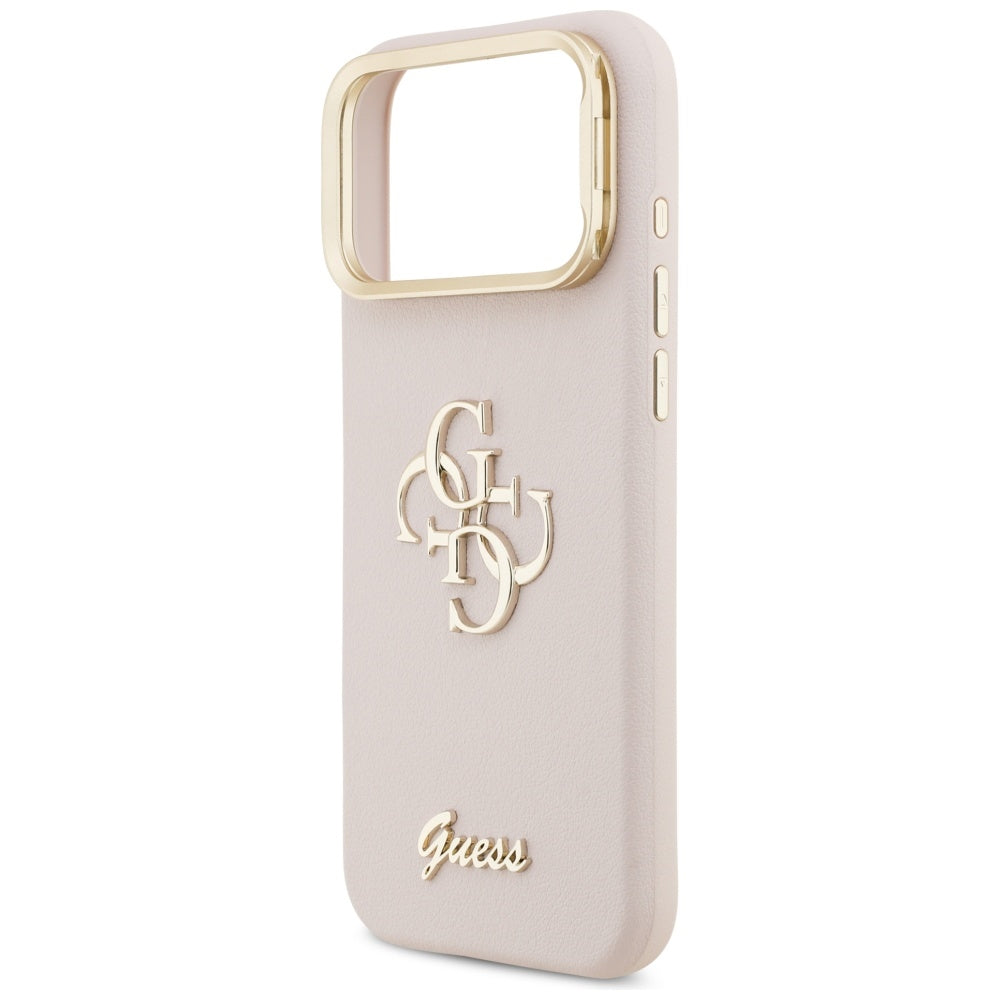 Suojakotelo Apple iPhone 17 Prolle, Guess, Grained Big 4G Stand Camera, Pinkki