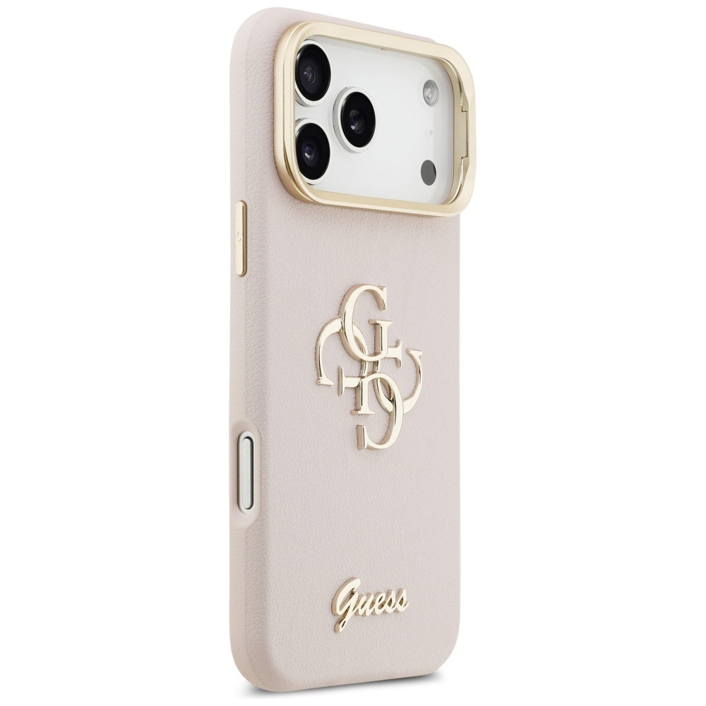 Suojakotelo Apple iPhone 17 Prolle, Guess, Grained Big 4G Stand Camera, Pinkki