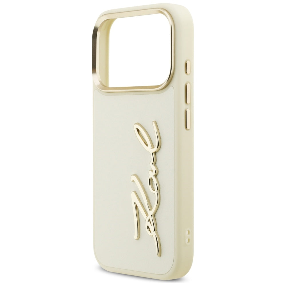 Kotelo Apple iPhone 17 Prolle, Karl Lagerfeld, Script Logo, Beige