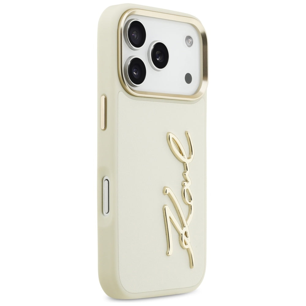 Kotelo Apple iPhone 17 Prolle, Karl Lagerfeld, Script Logo, Beige