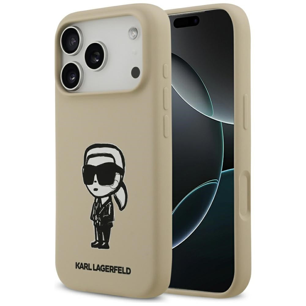 Kotelo Apple iPhone 17 Prolle, Karl Lagerfeld, Sketch and Logo Karl, Ruskea