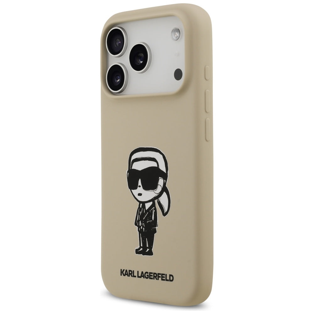 Kotelo Apple iPhone 17 Prolle, Karl Lagerfeld, Sketch and Logo Karl, Ruskea