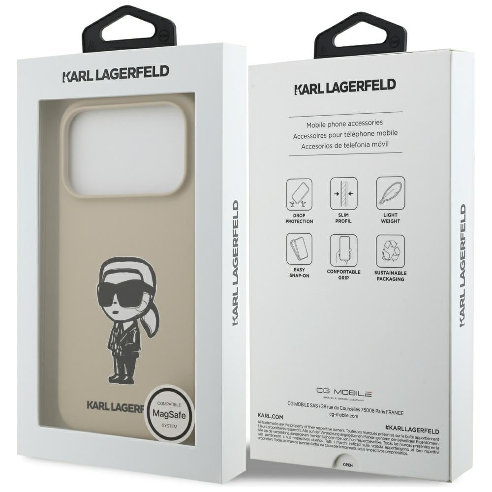 Kotelo Apple iPhone 17 Prolle, Karl Lagerfeld, Sketch and Logo Karl, Ruskea