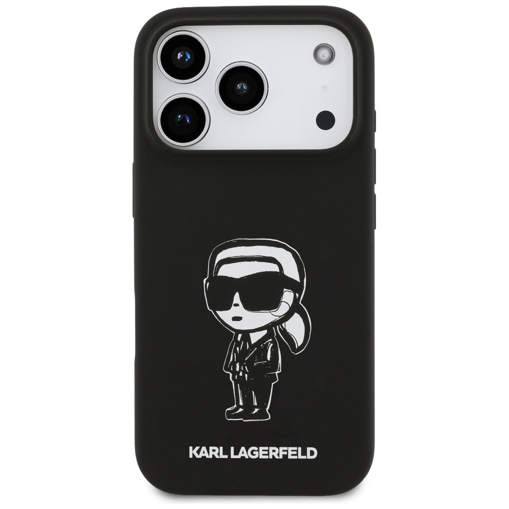 Suojakotelo Apple iPhone 17 Prolle, Karl Lagerfeld, Sketch and Logo Karl, Musta