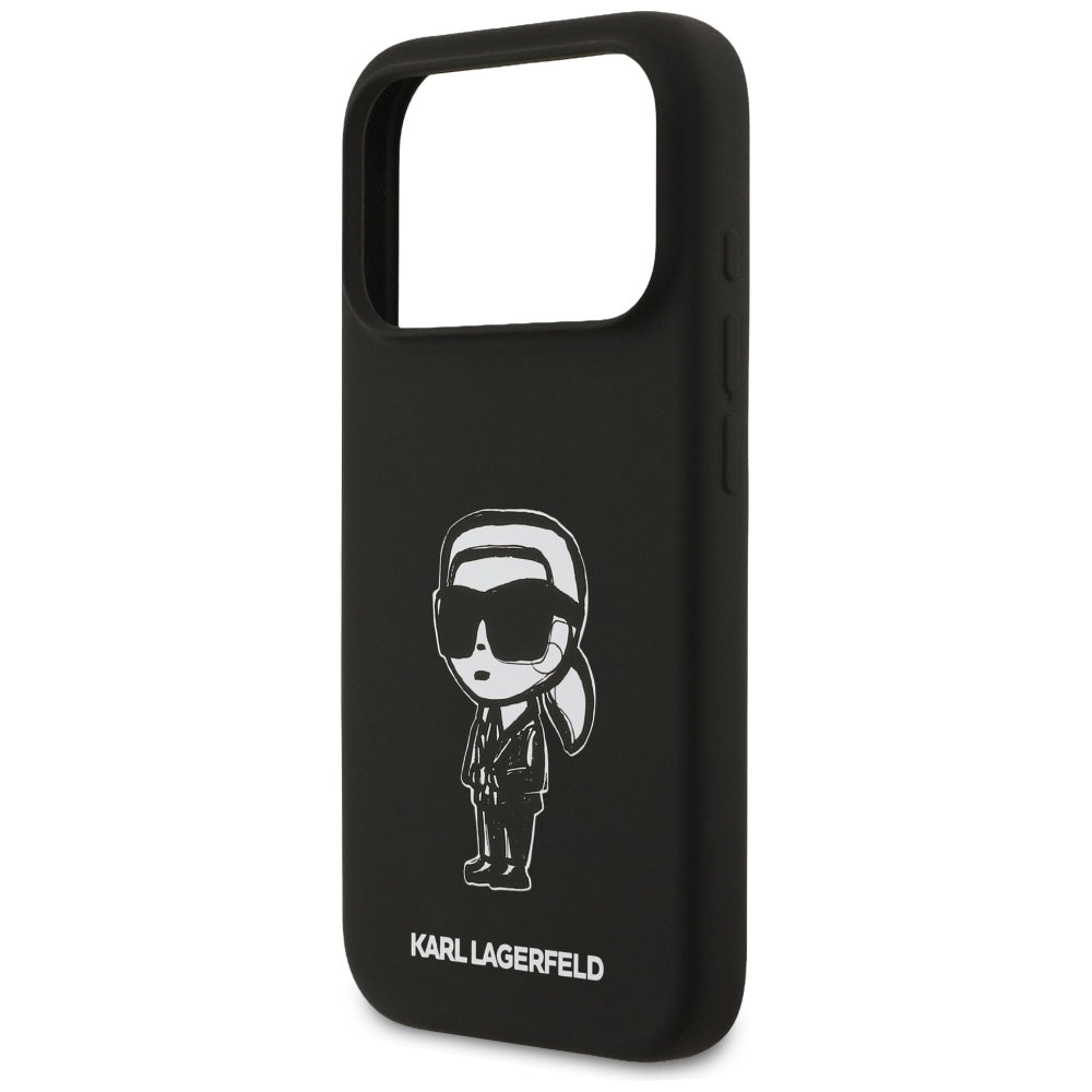 Suojakotelo Apple iPhone 17 Prolle, Karl Lagerfeld, Sketch and Logo Karl, Musta