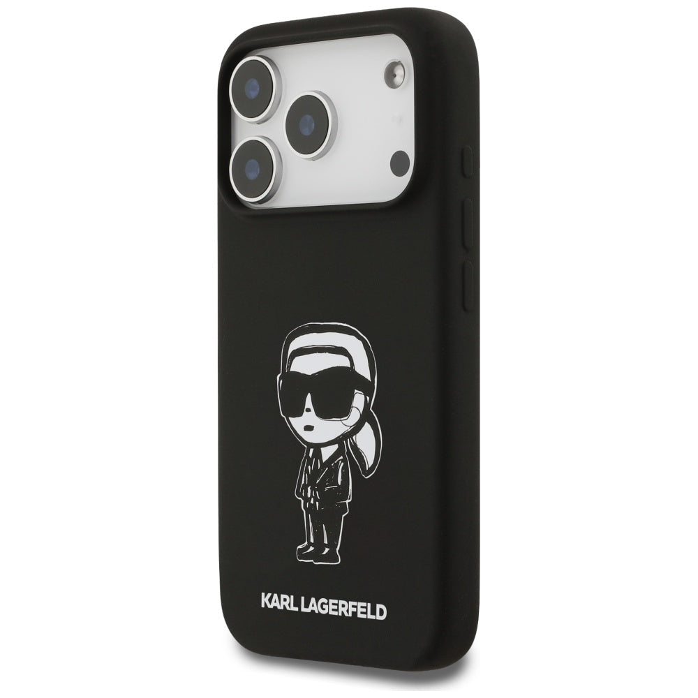 Suojakotelo Apple iPhone 17 Prolle, Karl Lagerfeld, Sketch and Logo Karl, Musta