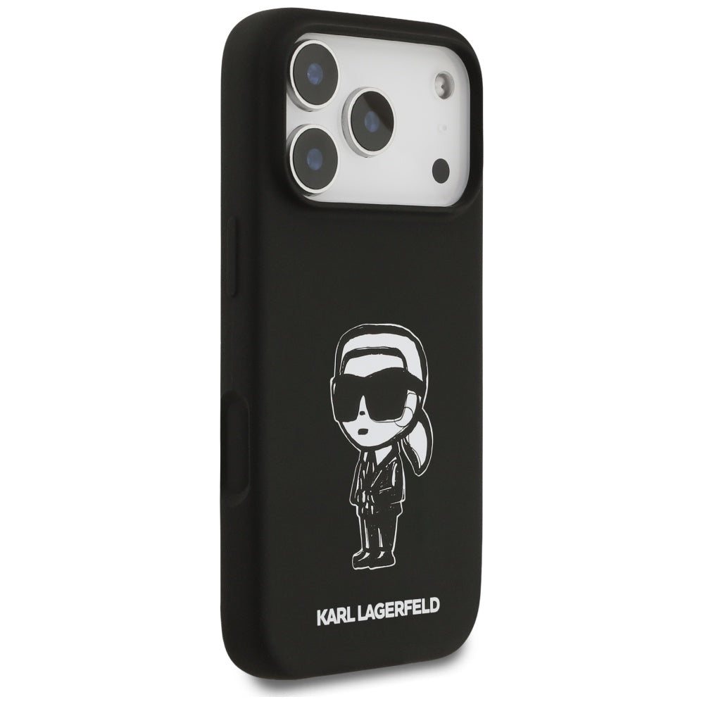 Suojakotelo Apple iPhone 17 Prolle, Karl Lagerfeld, Sketch and Logo Karl, Musta