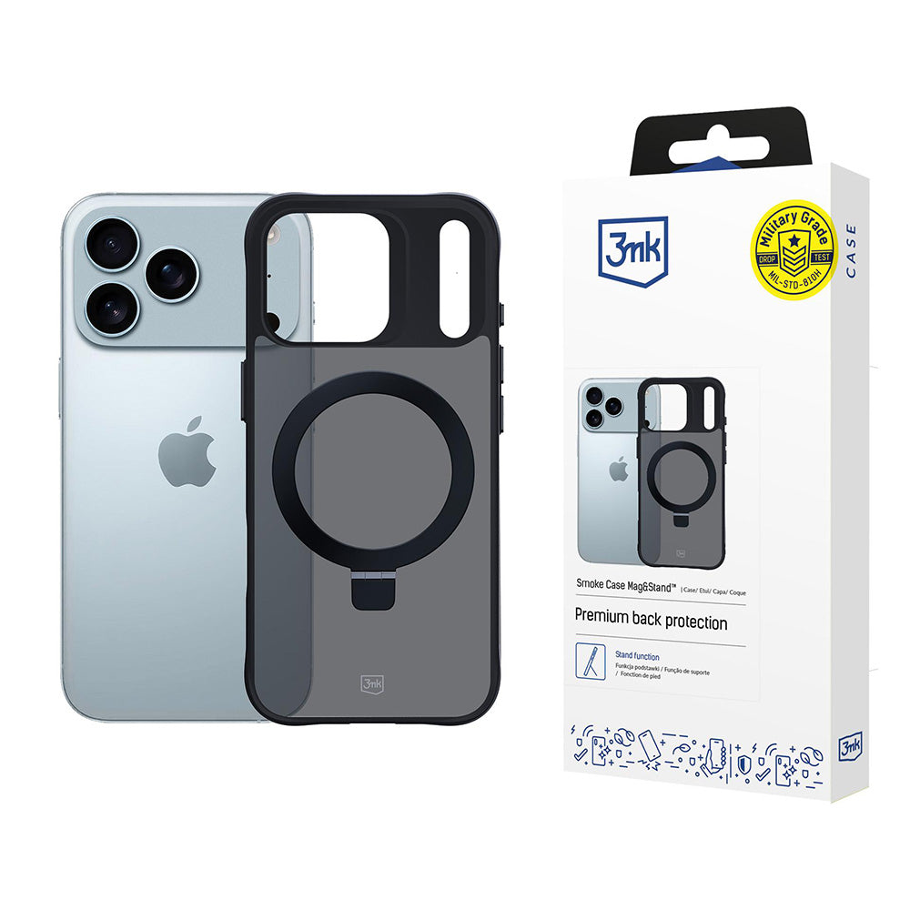 Case for Apple iPhone 17 Pro Max, 3MK, Smoke MagStand, Black