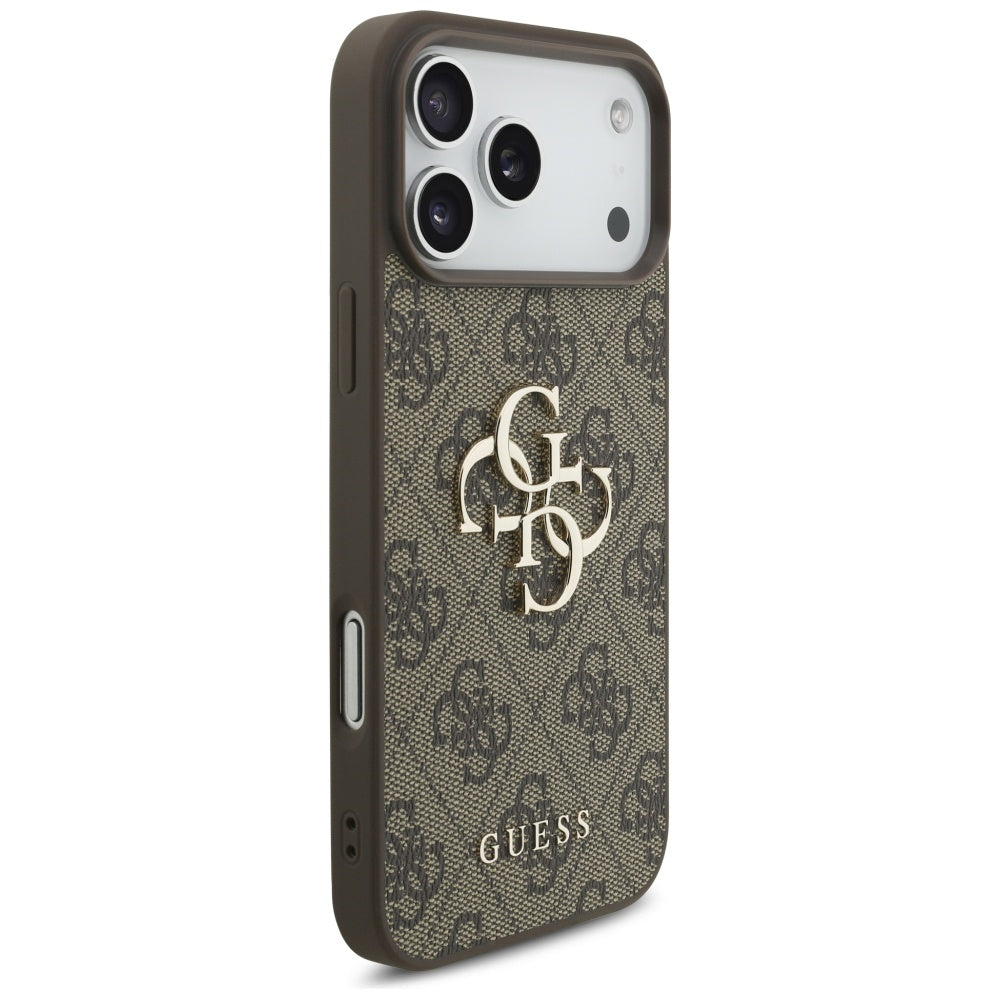 Suojakotelo Apple iPhone 17 Pro Maxille, Guess, 4G Classic Logo with Pearl Strap, Ruskea