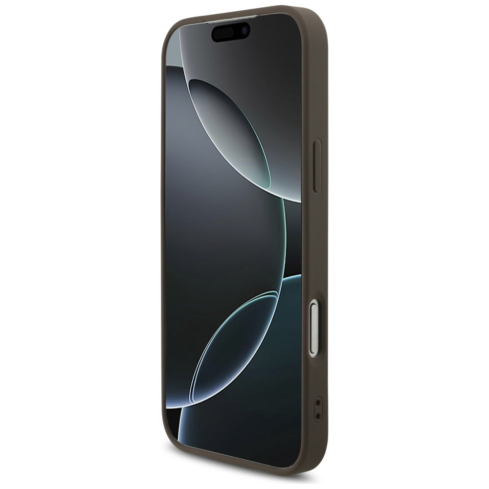 Suojakotelo Apple iPhone 17 Pro Maxille, Guess, 4G Classic Logo with Pearl Strap, Ruskea