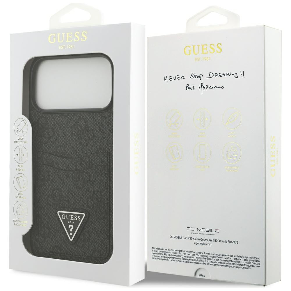 Suojakotelo Apple iPhone 17 Pro Max, Guess, 4G Double Card Triangle, Musta