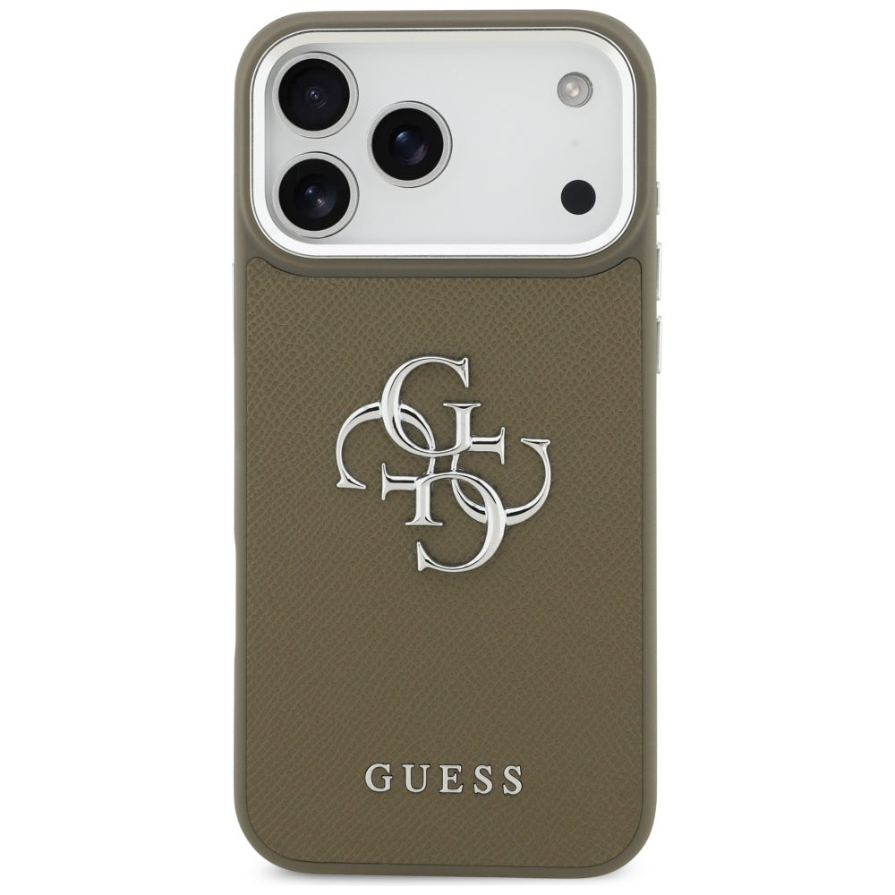 Suojakotelo Apple iPhone 17 Pro Maxille, Guess, 4G Grained Big And Classic Logo, Ruskeahopea