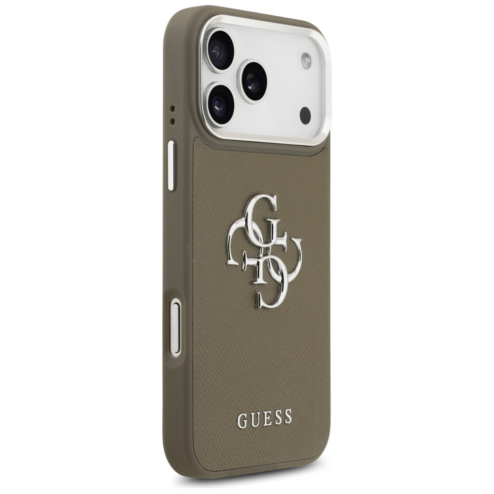 Suojakotelo Apple iPhone 17 Pro Maxille, Guess, 4G Grained Big And Classic Logo, Ruskeahopea