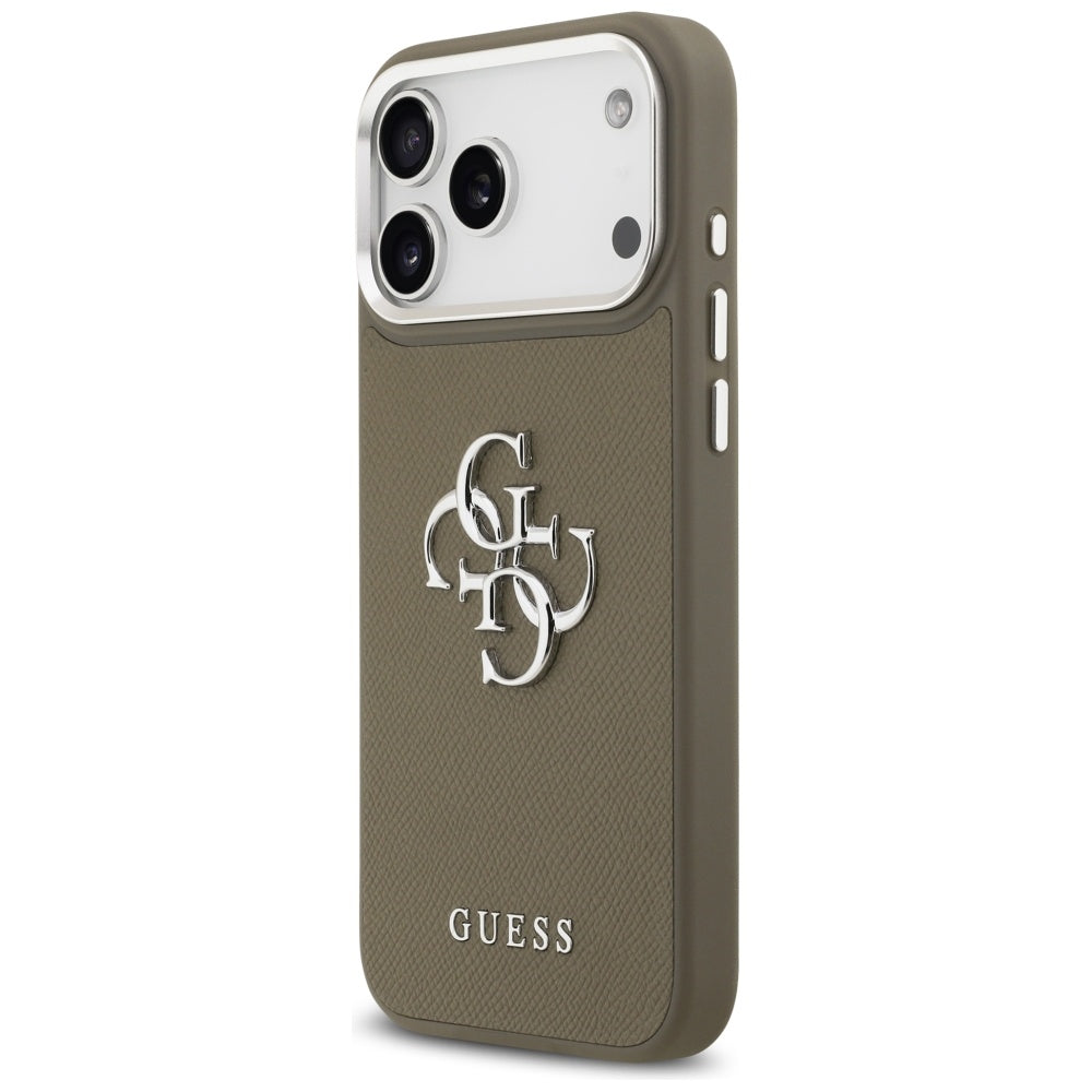 Suojakotelo Apple iPhone 17 Pro Maxille, Guess, 4G Grained Big And Classic Logo, Ruskeahopea