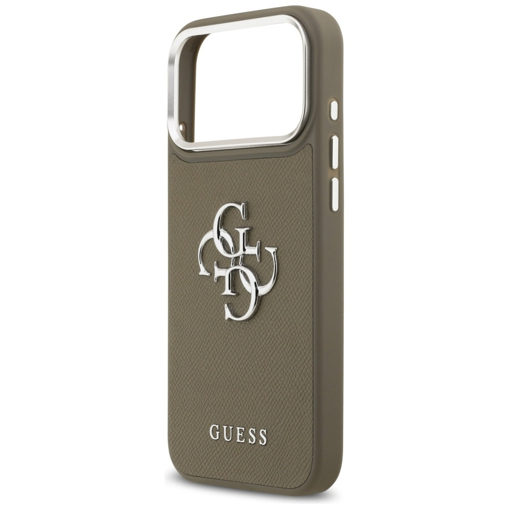 Suojakotelo Apple iPhone 17 Pro Maxille, Guess, 4G Grained Big And Classic Logo, Ruskeahopea