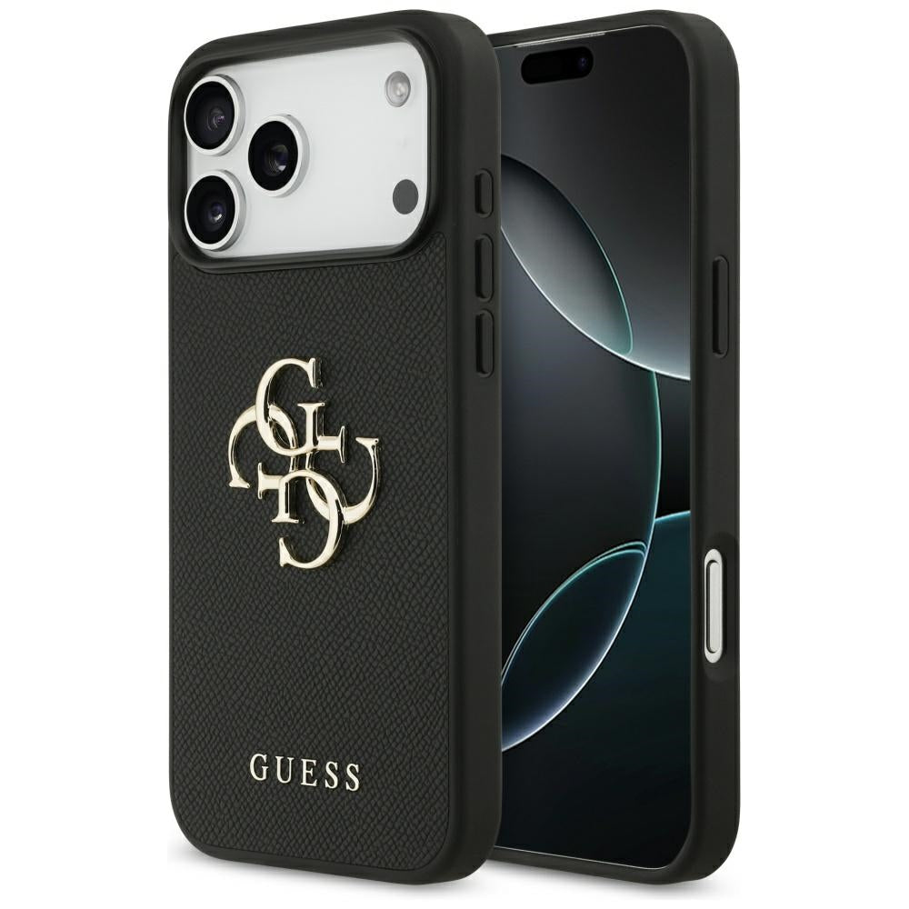 Suojakotelo Apple iPhone 17 Pro Maxille, Guess, 4G Grained Big and Classic Logo, Musta