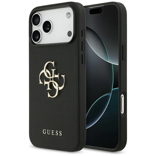 Suojakotelo Apple iPhone 17 Pro Maxille, Guess, 4G Grained Big and Classic Logo, Musta