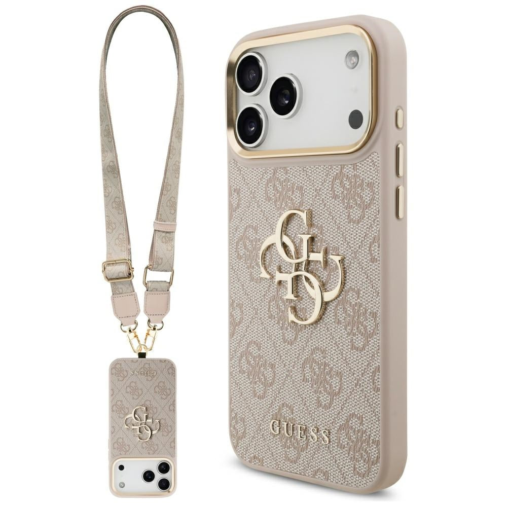 Suojakotelo Apple iPhone 17 Pro Maxille, Guess, Big 4G Classic Logo with Big Strap, Pinkki