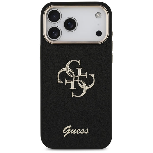 Suojakotelo Apple iPhone 17 Pro Max, Guess, Fixed Glitter Big 4G Metal Frame, Musta