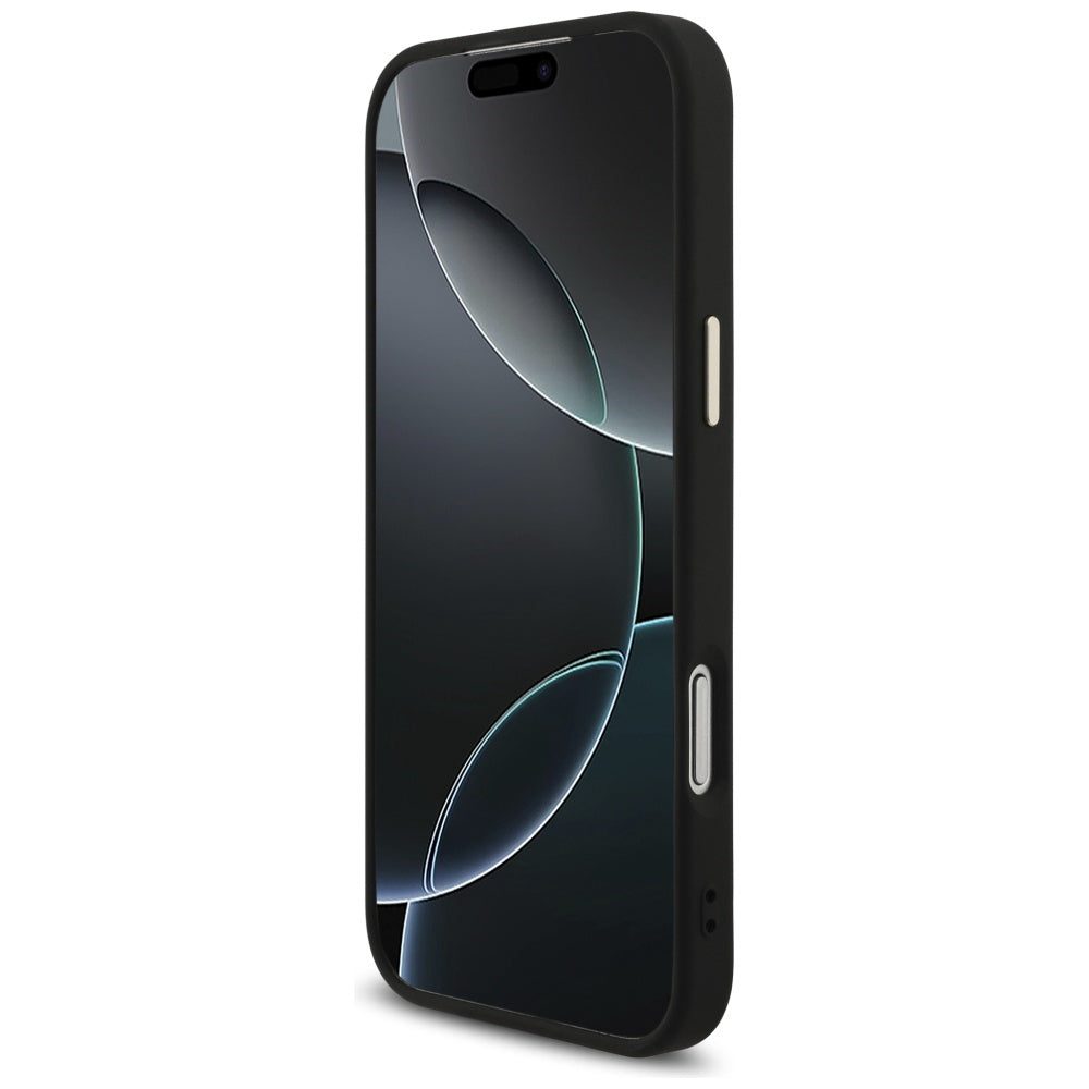 Suojakotelo Apple iPhone 17 Pro Max, Guess, Fixed Glitter Big 4G Metal Frame, Musta