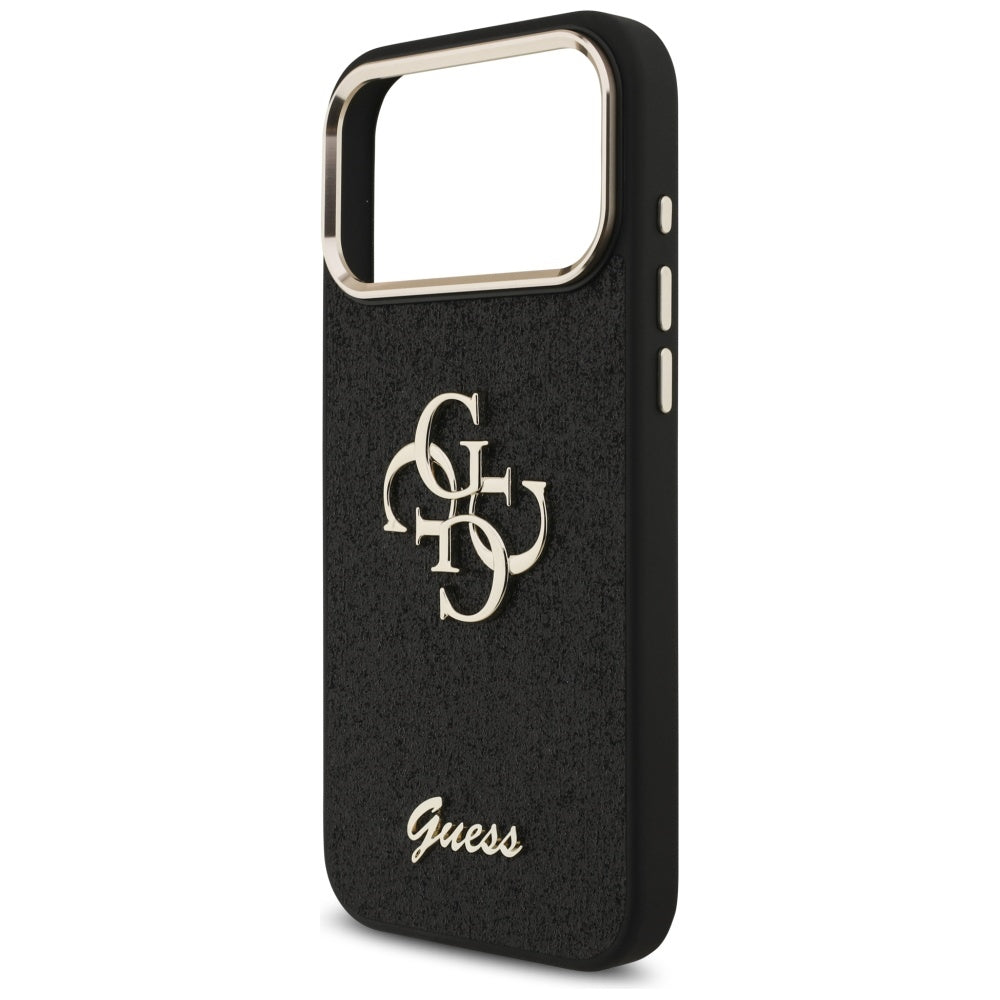 Suojakotelo Apple iPhone 17 Pro Max, Guess, Fixed Glitter Big 4G Metal Frame, Musta