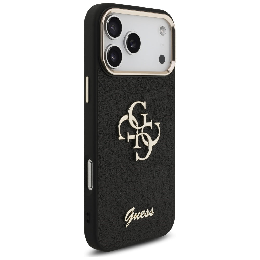 Suojakotelo Apple iPhone 17 Pro Max, Guess, Fixed Glitter Big 4G Metal Frame, Musta
