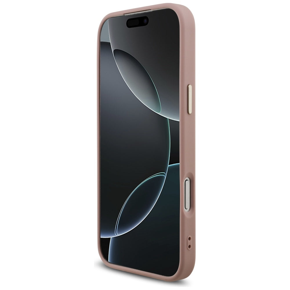 Suojakotelo Apple iPhone 17 Pro Max, Guess, Fixed Glitter Big 4G Metal Frame, Pinkki