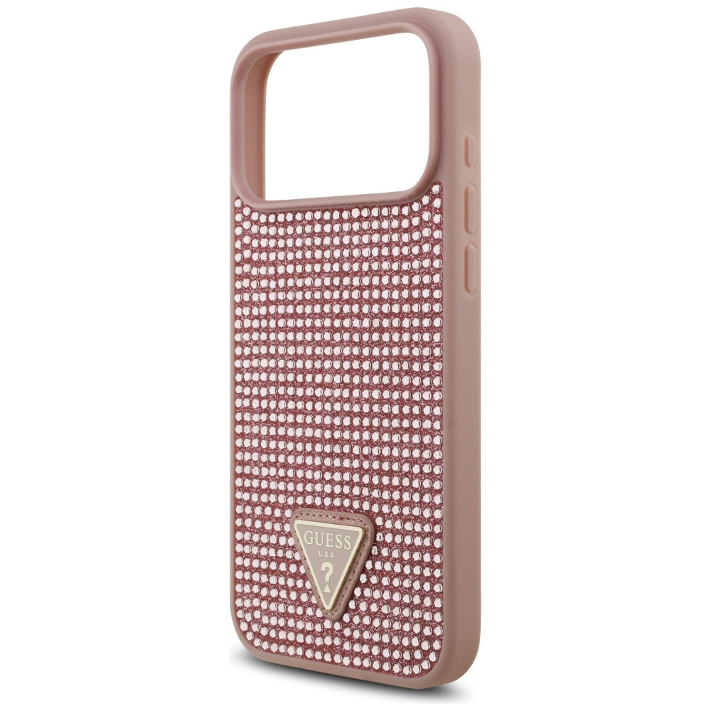 Kotelo Apple iPhone 17 Pro Max:lle, Guess, Rhinestone Triangle Logo, Pinkki