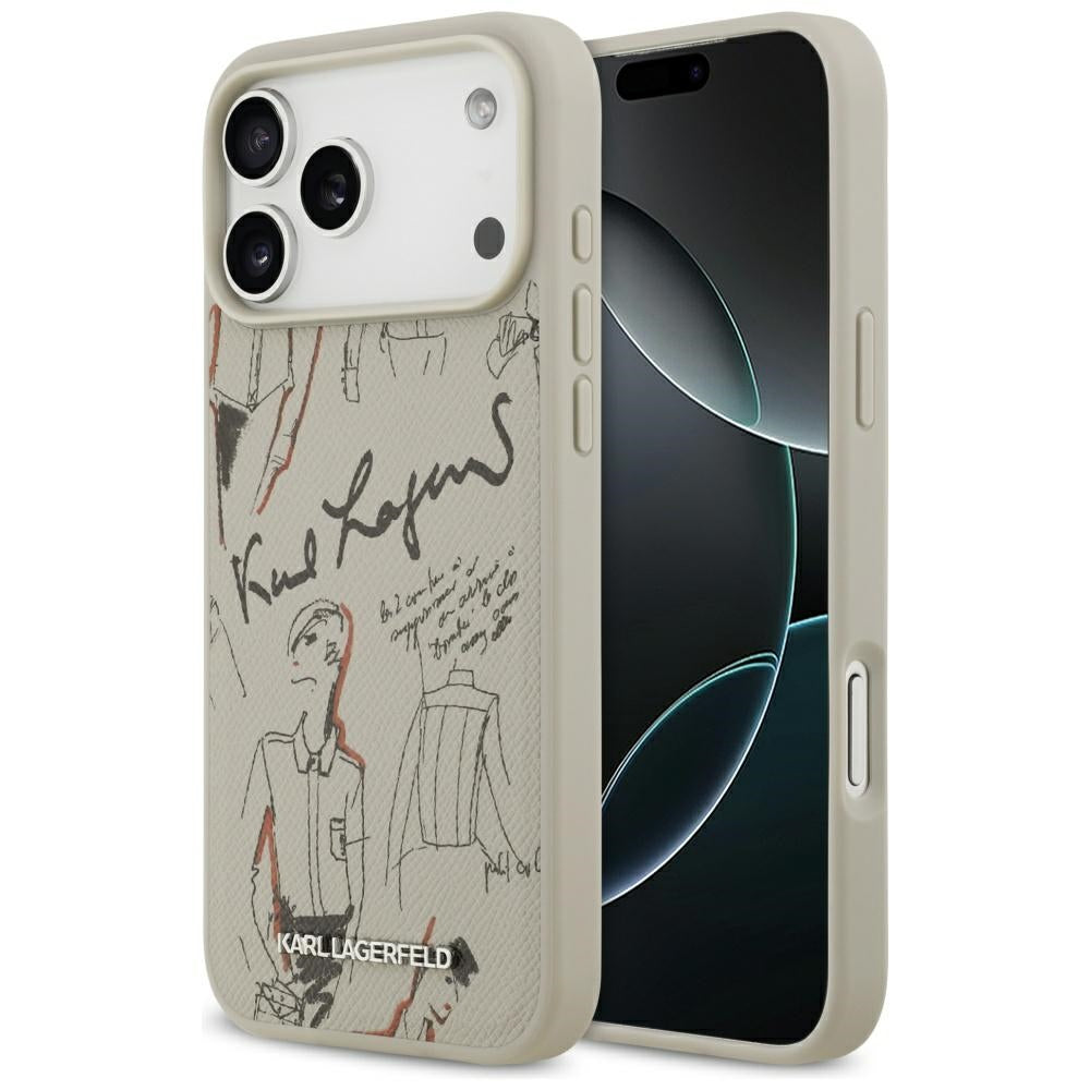 Kotelo Apple iPhone 17 Pro Max:lle, Karl Lagerfeld, Grained Pattern Logo, Harmaa
