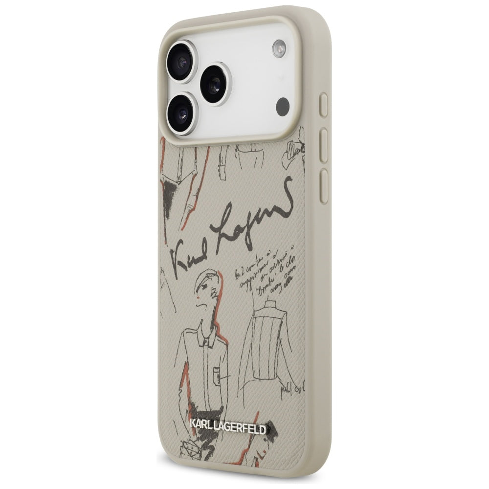 Kotelo Apple iPhone 17 Pro Max:lle, Karl Lagerfeld, Grained Pattern Logo, Harmaa