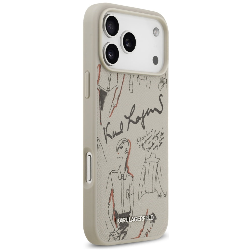 Kotelo Apple iPhone 17 Pro Max:lle, Karl Lagerfeld, Grained Pattern Logo, Harmaa