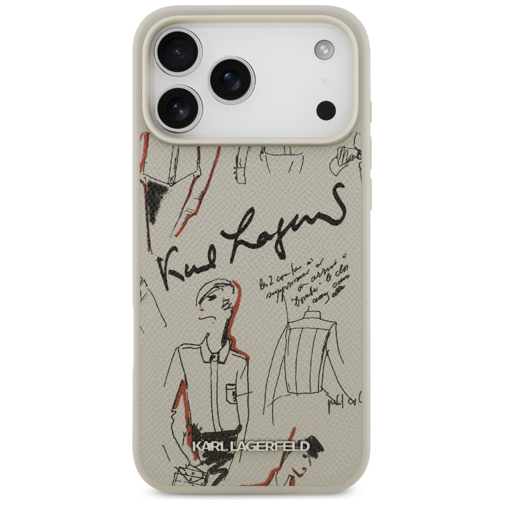 Kotelo Apple iPhone 17 Pro Max:lle, Karl Lagerfeld, Grained Pattern Logo, Harmaa