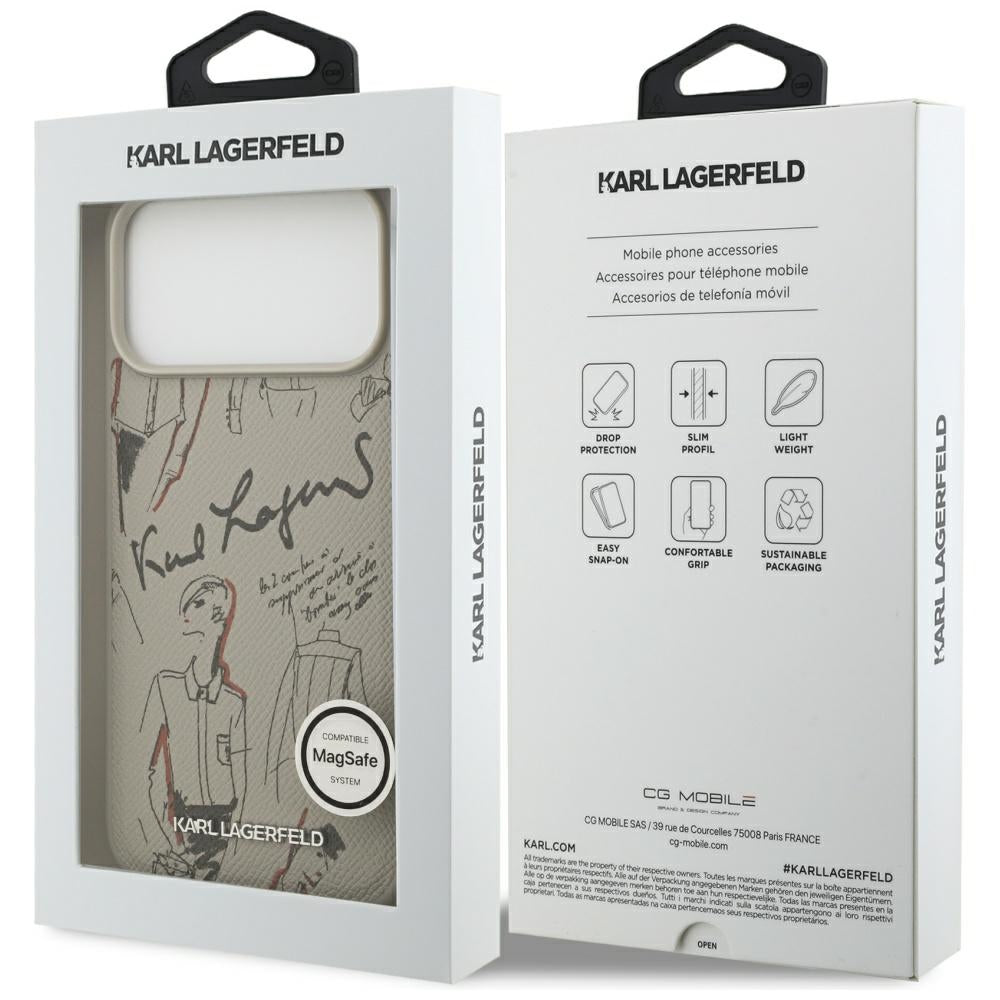 Kotelo Apple iPhone 17 Pro Max:lle, Karl Lagerfeld, Grained Pattern Logo, Harmaa